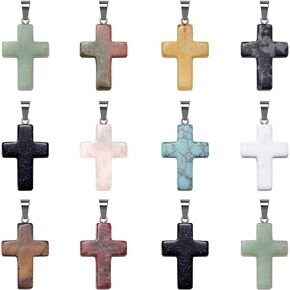 10 قطع قلادة الحجر الطبيعي كريستال الصليب سحر شفاء كريستال الكوارتز شقرا الريكي الأحجار الكريمة الصليب عيد الفصح عيد مبارك رمضان DIY قلادة سوار القرط صنع المجوهرات in Kuwait