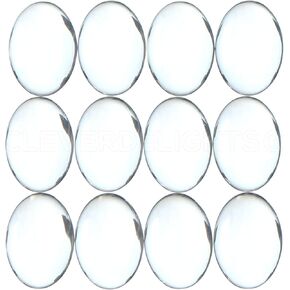 CleverDelights 13x18mm (1/2" x 3/4") Oval Glass Cabochons - 50 Pack