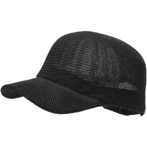 Women's Breathable Straw Baseball Cap Solid Color Adjustable Sun Protection Mesh Baseball Hat Indoor Outdoor
