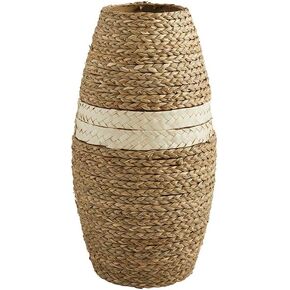47th & Main Coastal Flower Vase | Woven Seagrass Vase for Home Décor, 6" Dia x 13" H, Natural/Cream