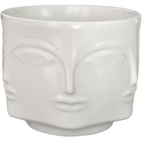 Face-Shaped Vase Ceramic Planter Head Face Modern Indoor Flowers Plant Pot Creative Human Face Statue Decoration Flower Pot Bedroom Living Room Office (Black)