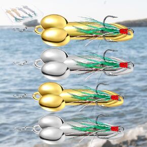 4 Pcs Bass Fishing Lures with Trebles Hooks Topwater Fishing Gear Fishing Gifts for Men Fishing Tackle Fishing Equipment Trout Fishing Lures Fishing Spoons for Freshwater and Saltwater