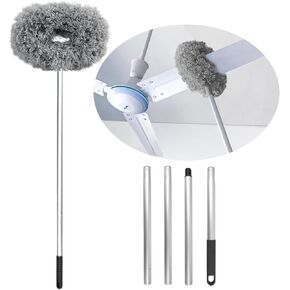 Ceiling Fan Cleaner Duster with Extension Pole, High Ceiling Duster Microfiber Ceiling Fan Blade Cleaner Removable Washable Adjusts 13 to 57.1 in for Cleaning Wall Door Bookshelves Window