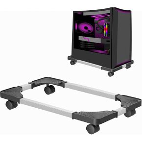 Adjustable Mobile CPU Stand, Computer tower stand, Adjustable PC Stand with 4 Rolling Caster Wheels, Under Desk Tower Mount, PC Floor Cart PC Riser for Gaming, Office PC Tower - Black