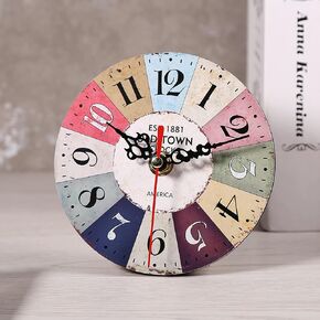 KIMISS Small Wall Vintage Clock, 1Pc Artistic, Style Round Antique Wall Clock Small MDF Home Office Wall Clock Decoration #3 5 European (32)