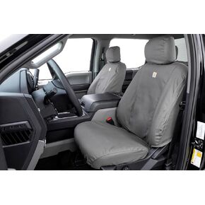 Covercraft Polycotton SeatSaver Custom Seat Covers | SS3477PCGY | 1st Row 40/20/40 Bench Seat | for 2019-2020 Ford F-150, 2019-2022 F-250/F-350 | Gray