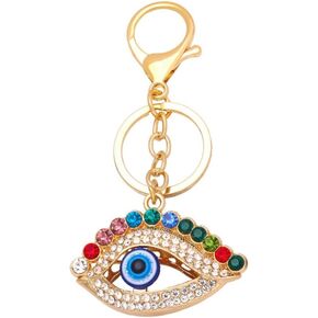 Shiny Evil Eye Keychain Sparkling Keyring Crystal Rhinestones Purse Pendant Handbag Charm