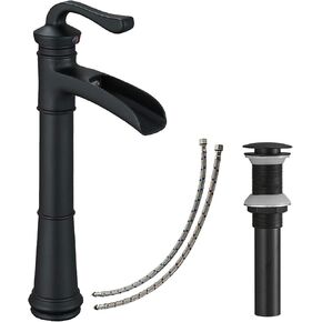Vessel Sink Faucet, Waterfall Vessel Faucet, Brushed Nickel Tall Bathroom Faucet, Farmhouse Single Hole Single Handle Brush Nickel Vanity RV with Pop Up Drain without Overflow in Saudi Arabia