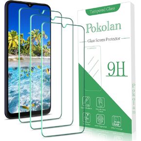 Pokolan [3-Pack] Screen Protector For Samsung Galaxy A03s, Galaxy A03 Tempered Glass, 9H Hardness, Anti Scratch, Case Friendly, Bubble Free