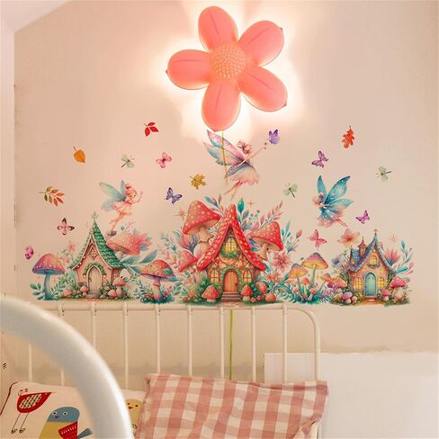 WAFT YEARN Waterproof Removable Vinyl Mushroom Butterfly Wall Decal Sticker for Nursery Kids Room School Classroom Living Room Bedroom Bathroom Girls Boys Room Decorations in Saudi Arabia