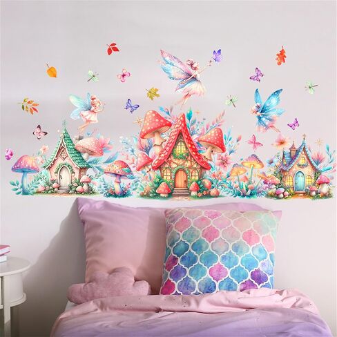 WAFT YEARN Waterproof Removable Vinyl Mushroom Butterfly Wall Decal Sticker for Nursery Kids Room School Classroom Living Room Bedroom Bathroom Girls Boys Room Decorations in Saudi Arabia