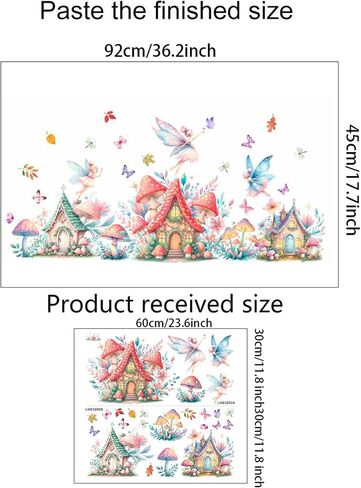 WAFT YEARN Waterproof Removable Vinyl Mushroom Butterfly Wall Decal Sticker for Nursery Kids Room School Classroom Living Room Bedroom Bathroom Girls Boys Room Decorations in Saudi Arabia