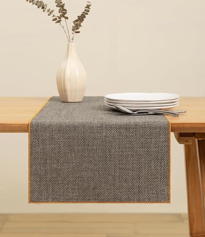 مفرش طاولة كريمي من فيتاليزارت، مفارش طاولة بوهو ريفية منسوجة مقاس 35.56 × 72 بوصة لغرفة الطعام، المزرعة، ديكور المطبخ، المنزل في الهواء الطلق، ديكورات حفلات الزفاف، بيج مع حافة ذهبية in Kuwait