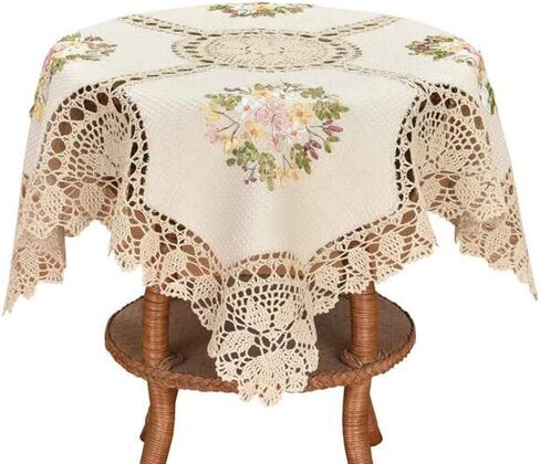 Grelucgo Handmade Crochet Cotton Lace Table Placemats, Ribbon Embroidery, Rectangular 12 by 18 Inches Doilies Set of 4 in Saudi Arabia