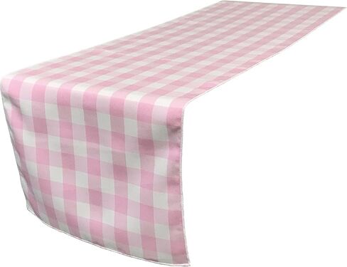 مفرش طاولة من القماش القطني ذو الجوانب المزدوجة من LA Linen مقاس 14 × 108 بوصة، باللون الأخضر والأبيض in Kuwait