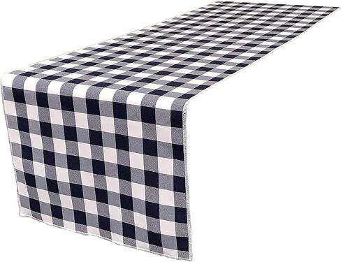 مفرش طاولة من القماش القطني ذو الجوانب المزدوجة من LA Linen مقاس 14 × 108 بوصة، باللون الأخضر والأبيض in Kuwait