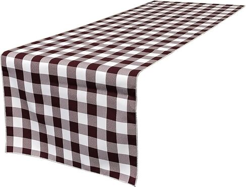 مفرش طاولة من القماش القطني ذو الجوانب المزدوجة من LA Linen مقاس 14 × 108 بوصة، باللون الأخضر والأبيض in Kuwait