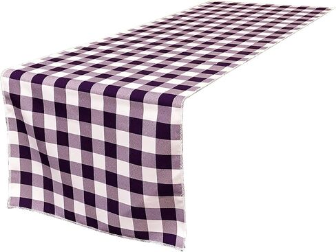 مفرش طاولة من القماش القطني ذو الجوانب المزدوجة من LA Linen مقاس 14 × 108 بوصة، باللون الأخضر والأبيض in Kuwait