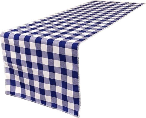 مفرش طاولة من القماش القطني ذو الجوانب المزدوجة من LA Linen مقاس 14 × 108 بوصة، باللون الأخضر والأبيض in Kuwait