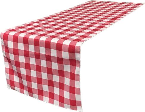مفرش طاولة من القماش القطني ذو الجوانب المزدوجة من LA Linen مقاس 14 × 108 بوصة، باللون الأخضر والأبيض in Kuwait