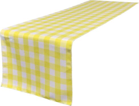 مفرش طاولة من القماش القطني ذو الجوانب المزدوجة من LA Linen مقاس 14 × 108 بوصة، باللون الأخضر والأبيض in Kuwait