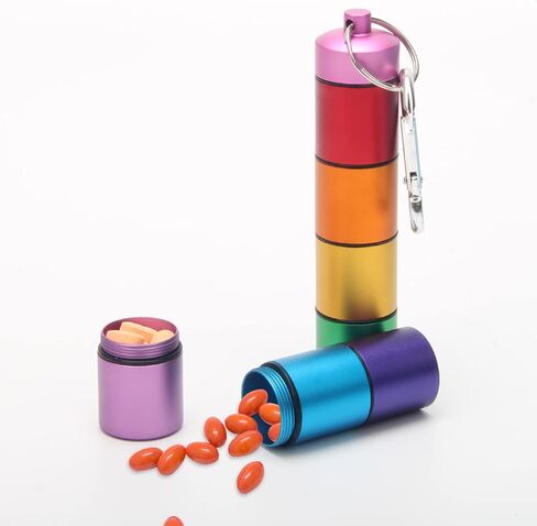 حقيبة حبوب دواء صغيرة محمولة من Coldairsoap، حقيبة حبوب دواء صغيرة محمولة، سلسلة مفاتيح، منظم حبوب منع الحمل للسفر لمدة 7 أيام، حاوية صغيرة لتنظيم حبوب الدواء، علبة حبوب دواء صغيرة محمولة مقاومة للماء من الفولاذ المقاوم للصدأ in Kuwait