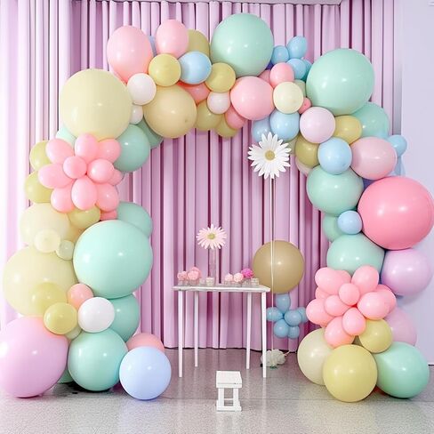 126 قطعة من بالونات باستيل من كاديا، بالونات ماكرون بأحجام مختلفة، وردي أصفر وأزرق وأخضر وأرجواني، بالونات هيليوم لاتكس لأعياد الميلاد، وحفلات استقبال المولود الجديد، وحفلات الزفاف، وحفلات قوس قزح، ومستلزمات تزيين حفلات الأقحوان in Kuwait
