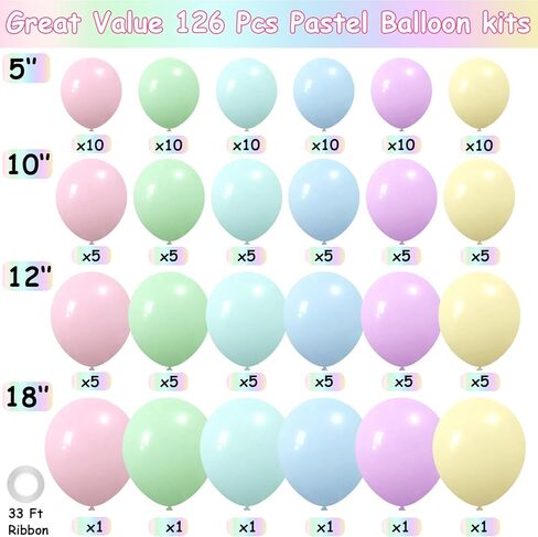 126 قطعة من بالونات باستيل من كاديا، بالونات ماكرون بأحجام مختلفة، وردي أصفر وأزرق وأخضر وأرجواني، بالونات هيليوم لاتكس لأعياد الميلاد، وحفلات استقبال المولود الجديد، وحفلات الزفاف، وحفلات قوس قزح، ومستلزمات تزيين حفلات الأقحوان in Kuwait