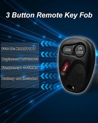 3 Button Remote Key Fob Fit for Chevy GMC Tahoe Silverado Suburban S10 Sierra Yukon Jimmy 1998 1999 2000 2001 2002 KOBUT1BT, Keyless Entry Remote Control Replace 15732803 2 Pcs in Saudi Arabia