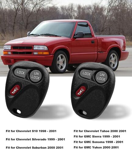 3 Button Remote Key Fob Fit for Chevy GMC Tahoe Silverado Suburban S10 Sierra Yukon Jimmy 1998 1999 2000 2001 2002 KOBUT1BT, Keyless Entry Remote Control Replace 15732803 2 Pcs in Saudi Arabia