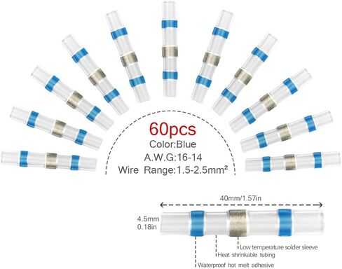180 قطعة من موصلات أسلاك اللحام من Sopoby، موصلات بعقب قابلة للانكماش الحراري، محطات السيارات الكهربائية المقاومة للماء (60 أحمر، 60 أزرق، 45 أبيض، 15 أصفر) in Kuwait