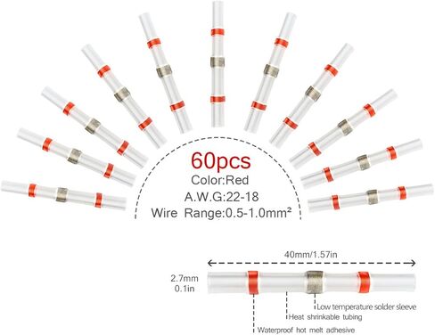 180 قطعة من موصلات أسلاك اللحام من Sopoby، موصلات بعقب قابلة للانكماش الحراري، محطات السيارات الكهربائية المقاومة للماء (60 أحمر، 60 أزرق، 45 أبيض، 15 أصفر) in Kuwait