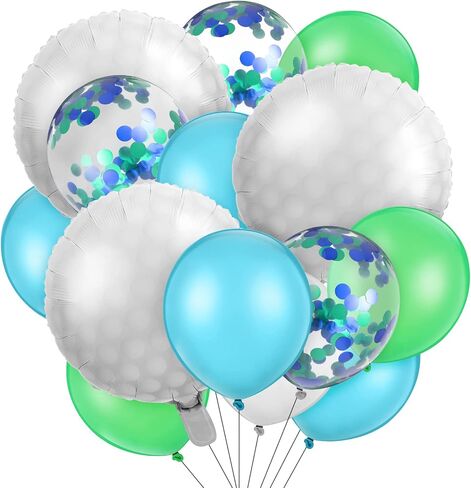 60 Pcs Golf Theme Decoration Set with 5 Pcs 18 Inch Golf Foil Balloons, 50 Pcs 12 Inch Navy Blue Green White Latex Balloons and 5 Pcs 12 Inch Confetti Balloons for Sport Golf Themed Party Decorations in Saudi Arabia