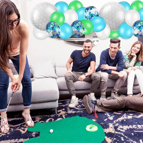 60 Pcs Golf Theme Decoration Set with 5 Pcs 18 Inch Golf Foil Balloons, 50 Pcs 12 Inch Navy Blue Green White Latex Balloons and 5 Pcs 12 Inch Confetti Balloons for Sport Golf Themed Party Decorations in Saudi Arabia