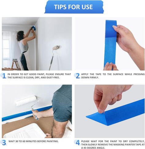 شريطان للرسامين باللون الأزرق مقاس 5 سم - شريط أزرق لطلاء جدران السيارات، تعبئة قابلة للإزالة بدون بقايا، طلاء للاستخدام الداخلي والخارجي in Kuwait