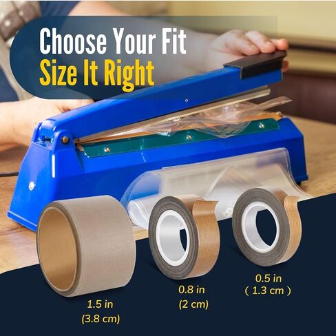 شريط تيفلون عالي الحرارة من Flexzion - 13 مم × 10 متر (0.5 بوصة × 32.8 قدم) شريط PTFE من نسيج الألياف الزجاجية تيفلون المدعوم بشريط PTFE لسداد الفراغ، وسداد النبض، وتغليف المواد الغذائية، وختم الحرارة والاستخدام الصناعي in Saudi Arabia