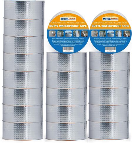 ADHES Butyl Tape Waterproof Tape, 47 mil Thick, 2 inch x 16 feet, Aluminum Foil Tape Butyl Sealant tape for RV Repair, Window, Silicone, Boat and Pipe Sealing, Glass & EDPM Rubber Roof Patching,Silver in Saudi Arabia