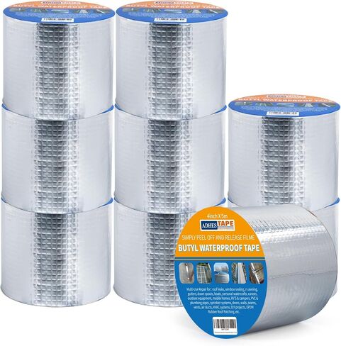ADHES Butyl Tape Waterproof Tape, 47 mil Thick, 2 inch x 16 feet, Aluminum Foil Tape Butyl Sealant tape for RV Repair, Window, Silicone, Boat and Pipe Sealing, Glass & EDPM Rubber Roof Patching,Silver in Saudi Arabia