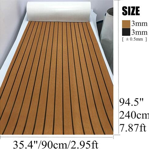 LUBEMIDA EVA Foam Boat Flooring Sheet Marine Faux Teak Decking Carpet for Yacht Floor,94.5"x35.4" Adhesive and Bevelled Edge (Light Brown +Black) in Saudi Arabia