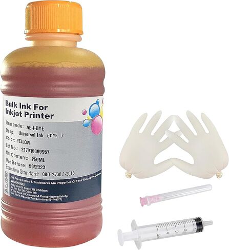 Black Ink Universal Refill Ink Kit Dye Ink 250ml Work for Canon HP Epsn Brother Injet Printers Refillable Cartridge CISS CIS System (9 oz) with Syringe&Glove in Kuwait