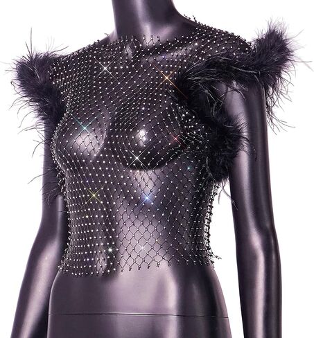 Women's Sleeveless Mesh Top V Neck Rhinestone Sheer Blouse See Through Tee Shirt Crop Tops in Saudi Arabia