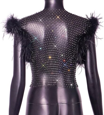 Women's Sleeveless Mesh Top V Neck Rhinestone Sheer Blouse See Through Tee Shirt Crop Tops in Saudi Arabia