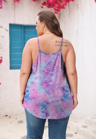 Women's Plus Size Tank Tops Loose Casual Summer Pleated Flowy Adjustable Strap Sleeveless Camisole Tank Tops in Saudi Arabia