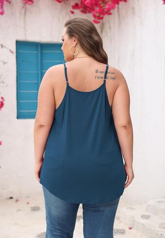 Women's Plus Size Tank Tops Loose Casual Summer Pleated Flowy Adjustable Strap Sleeveless Camisole Tank Tops in Saudi Arabia