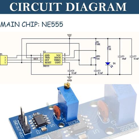 5Pcs NE555 Pulse Generator 555 Timer Module Single-Channel Signal Output Adjustable Frequency Rectangular Wave Signal Generator for MCU Learning with Dupont Cable in Saudi Arabia