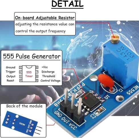 5Pcs NE555 Pulse Generator 555 Timer Module Single-Channel Signal Output Adjustable Frequency Rectangular Wave Signal Generator for MCU Learning with Dupont Cable in Saudi Arabia