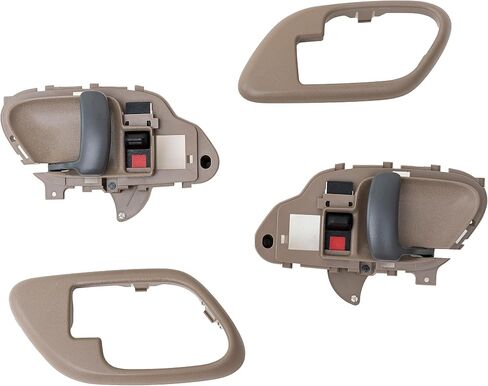Interior Door Handle and Door Handle Trim Bezel Compatible with Chevy GMC Silverado Suburban Tahoe Yukon C1500 C2500 C3500 K1500 K2500, Replace 15708079 15708044 15708043 15708080, Beige Color in Saudi Arabia