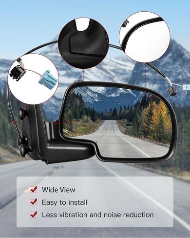 cciyu Black Left and Right Side View Mirror Power Adjustment Manual Folding Heated Fits for 2003 2004 2005 2006 For Chevy Silverado 1500 For GMC Sierra 1500 in Saudi Arabia