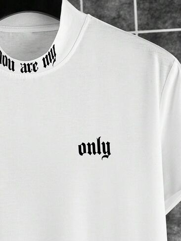 SOLY HUX Men's Letter Graphic Tee Mock Neck T Shirts Short Sleeve Summer Tops in Saudi Arabia