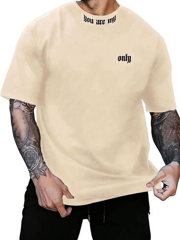 SOLY HUX Men's Letter Graphic Tee Mock Neck T Shirts Short Sleeve Summer Tops in Saudi Arabia